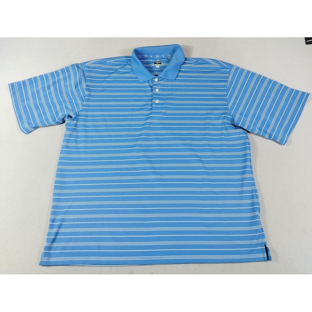 Bolle Golf Polo Shirt Mens XL Blue Stripe B-Tech Performance Stretch Knit Casual